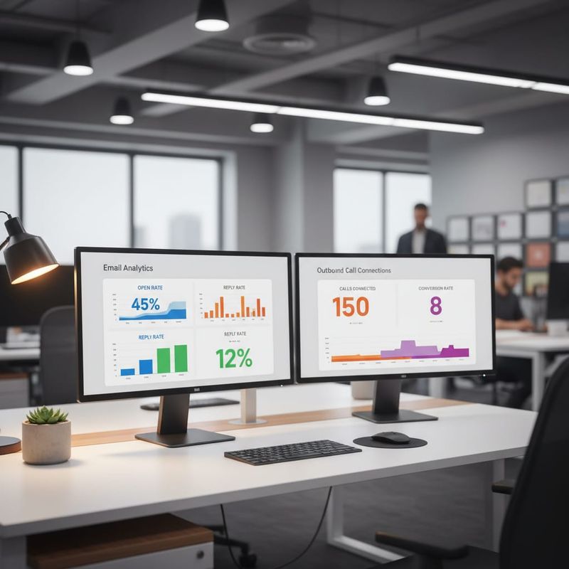 Sales analytics dashboard comparing cold email and AI calling performance data