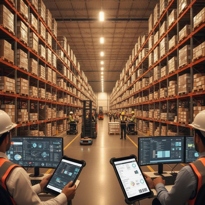 Distribution center staff using digital order management systems for AI-driven B2B outreach