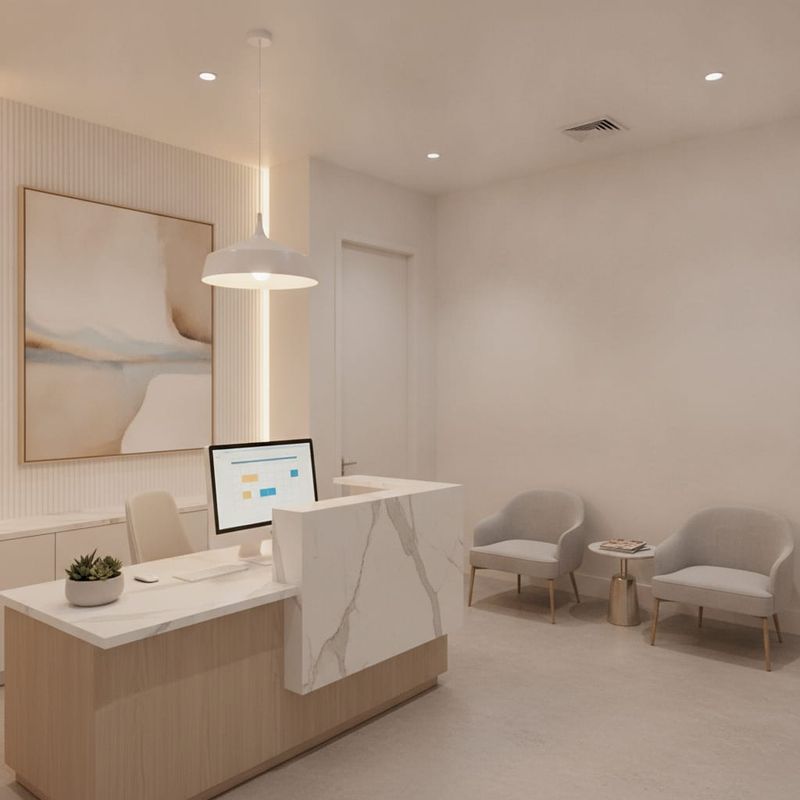 Modern med spa reception desk with scheduling software