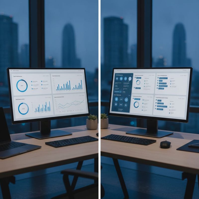 Comparing RingCentral alternatives on dual monitors in a modern office