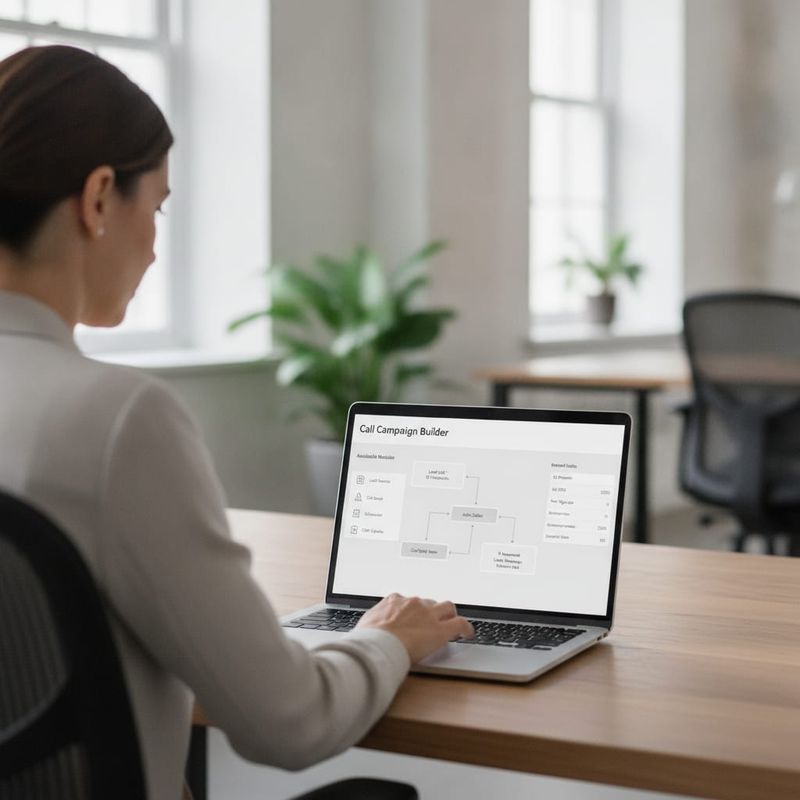 Sales manager building outbound campaign with a visual voice AI pathway builder