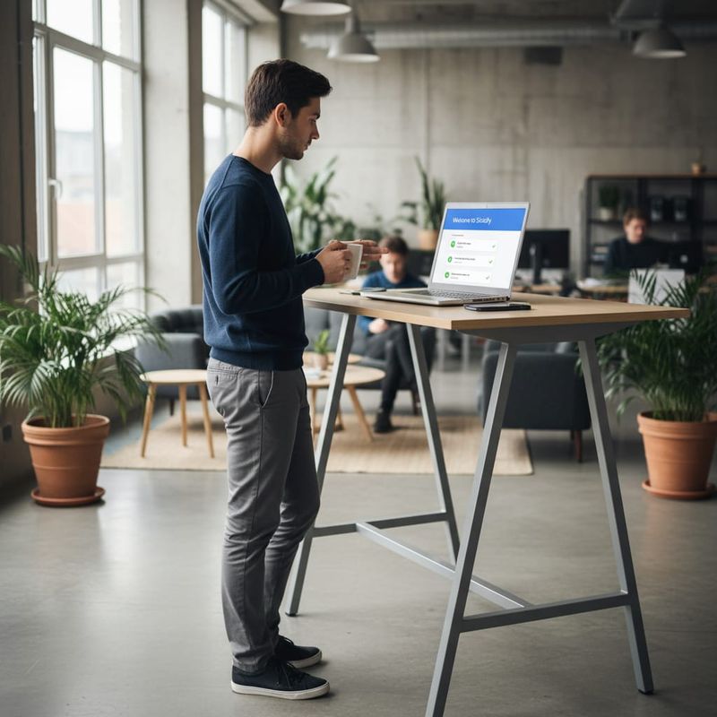 Sales rep reviewing new SaaS signup notifications on a laptop dashboard