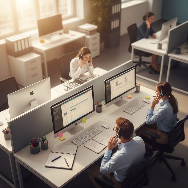 Sales team making outbound calls at a B2B demand generation agency