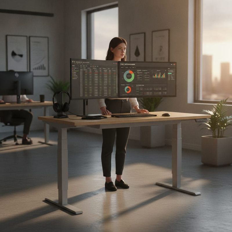 Brokerage retention analyst reviewing dormant trader accounts and AI call outcomes on dual monitors