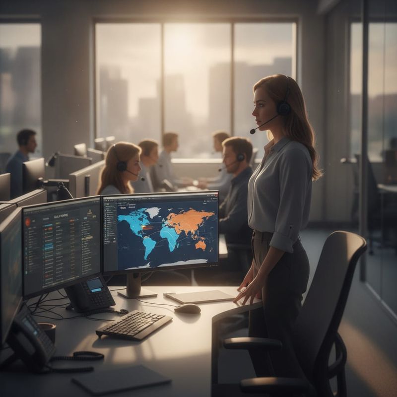 Brokerage operations lead reviewing an outbound calling campaign dashboard across time zones