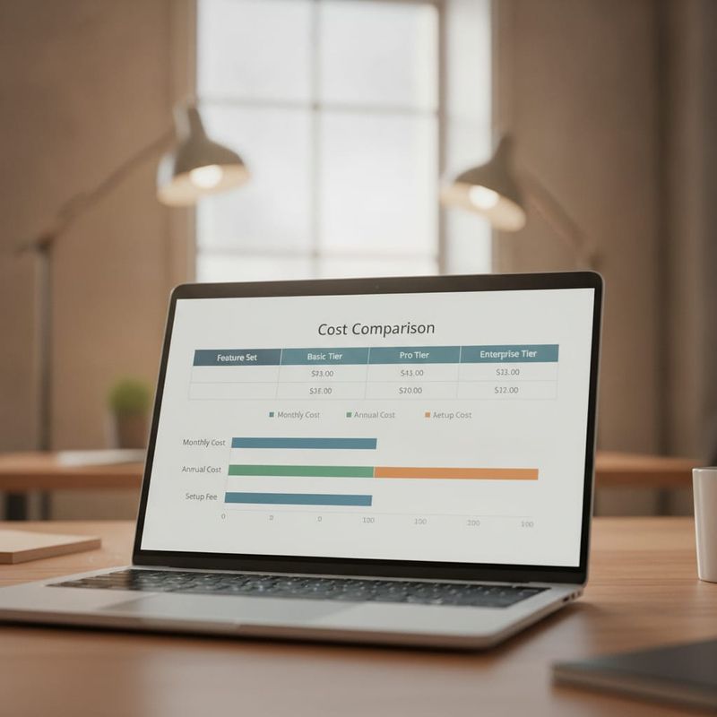 AI SDR pricing comparison chart on laptop screen