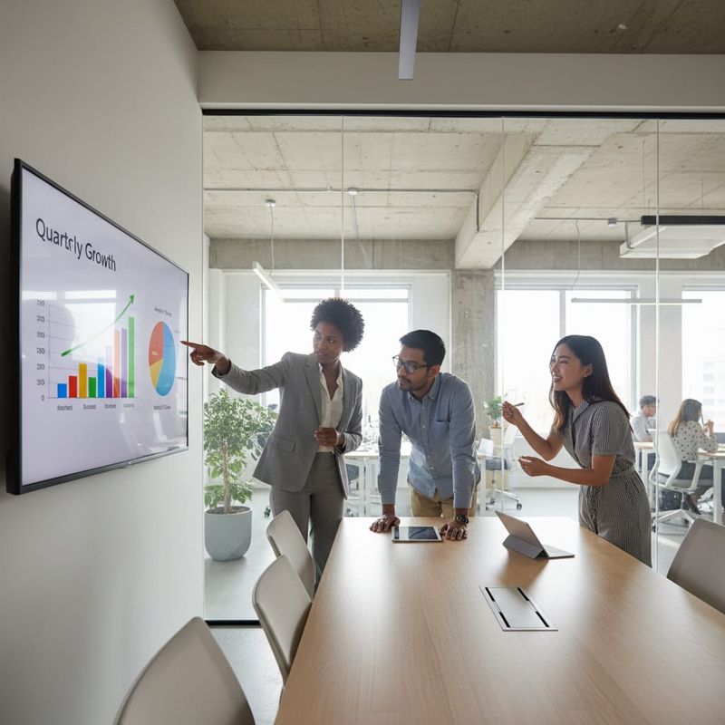 Sales team reviewing AI voice agent results in a strategy meeting