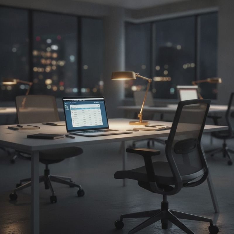AI SDR dashboard running outbound calls after hours in an empty sales office