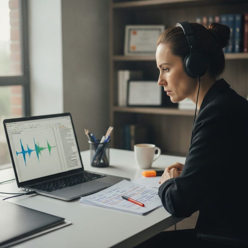 Compliance officer reviewing an AI call recording and script against broker disclosure requirements