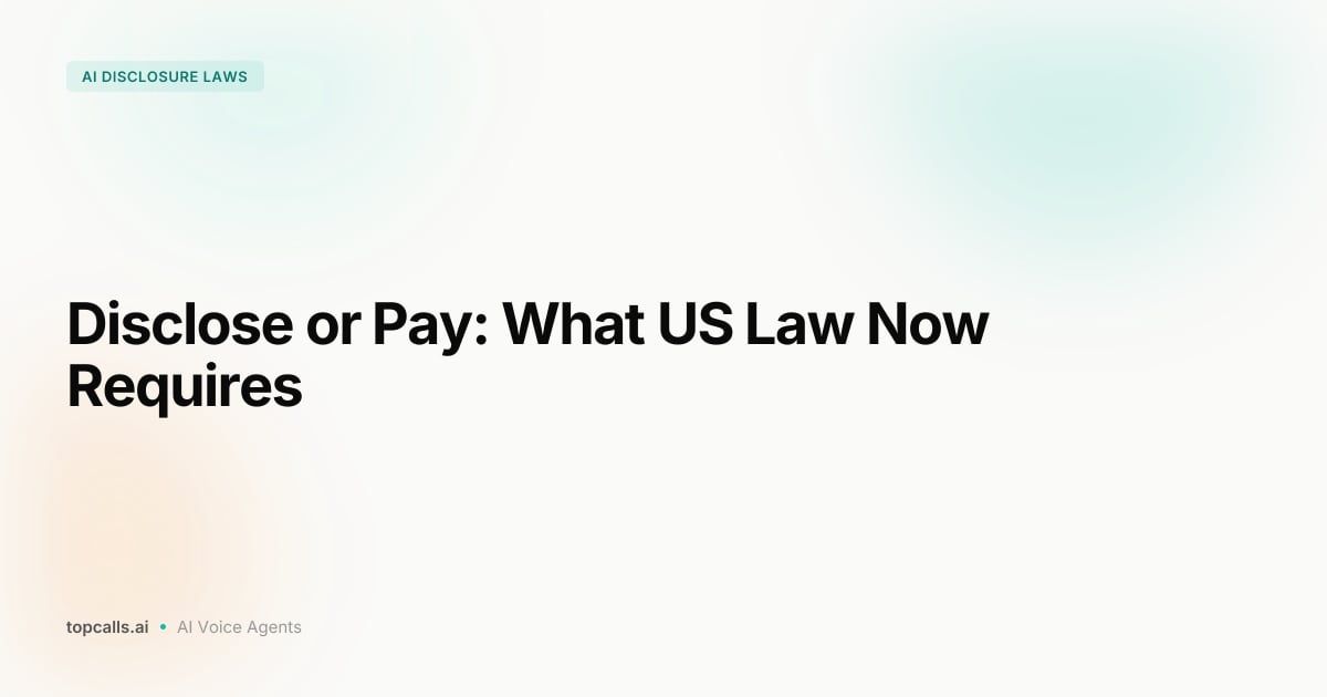 Cover Image for AI Disclosure Laws 2026: When You Must Tell Callers It's AI