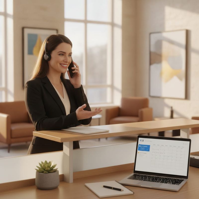 Legal intake specialist answering a client call with a headset