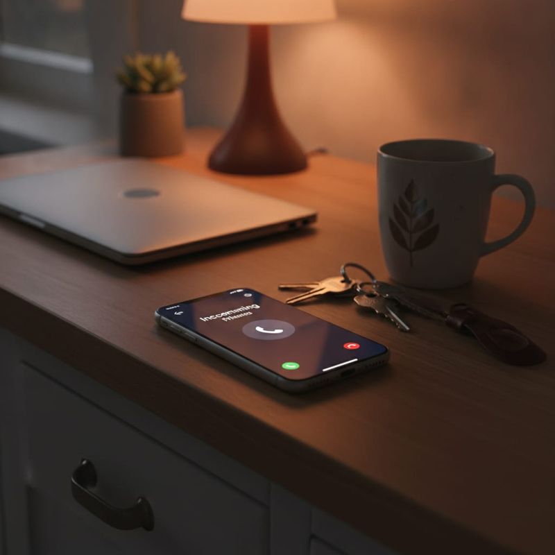 Trader receiving an evening reactivation call at home