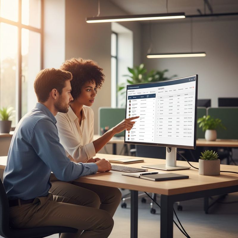 Sales team reviewing AI call results in their CRM dashboard after integration setup