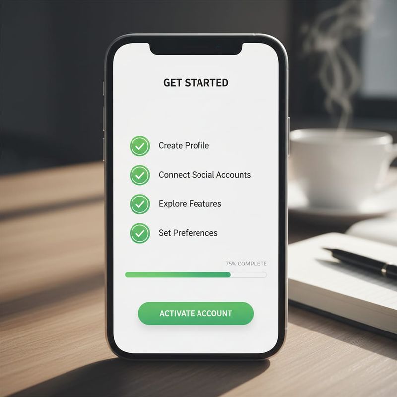 SaaS onboarding checklist on smartphone showing activation progress steps