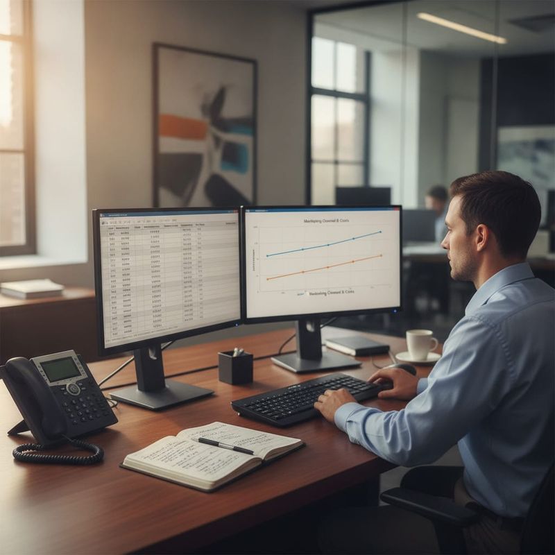 Brokerage finance desk comparing AI calling campaign cost against an in-house dialing desk
