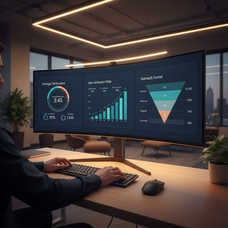 AI calling analytics dashboard showing SaaS activation call results and connect rates