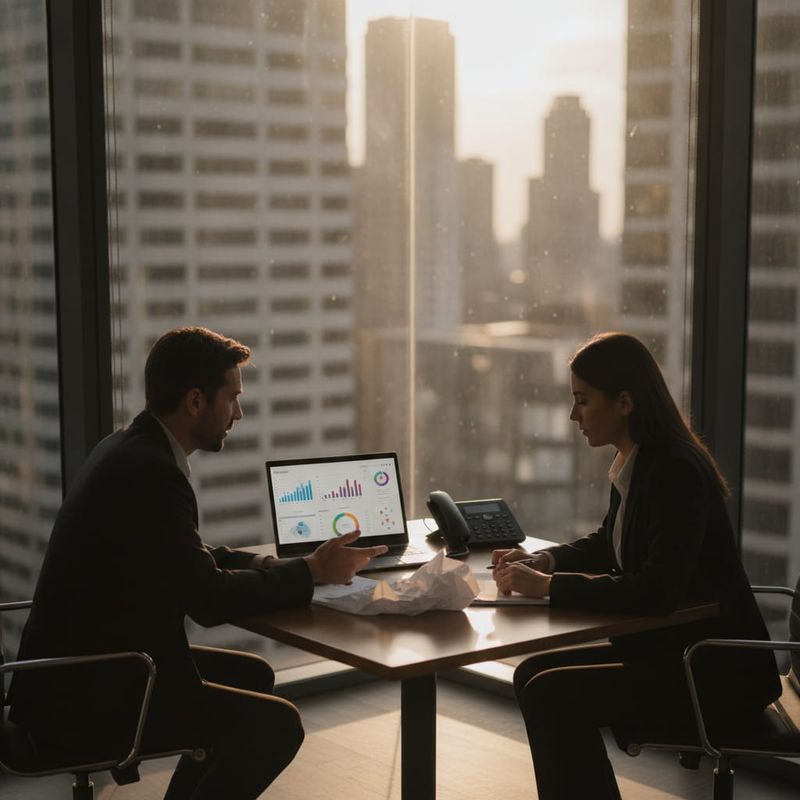 Brokerage team evaluating an AI sales agent for a trading platform with a checklist and call dashboard