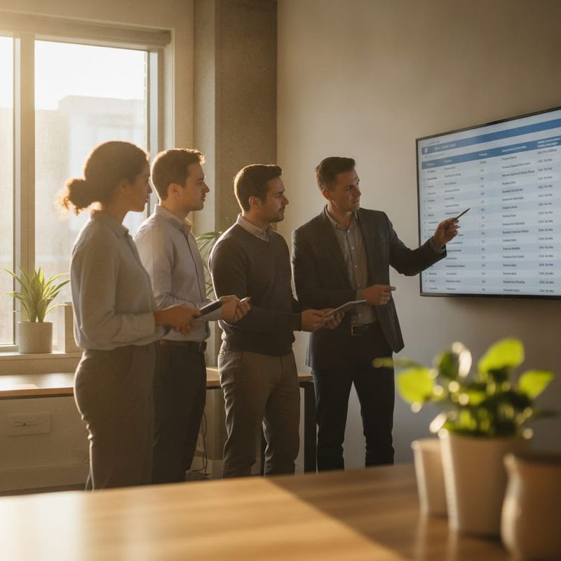 Sales operations team comparing AI voice agent platform vendors on a monitor