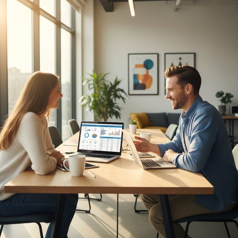 Sales team comparing outbound calling platform features in a modern office