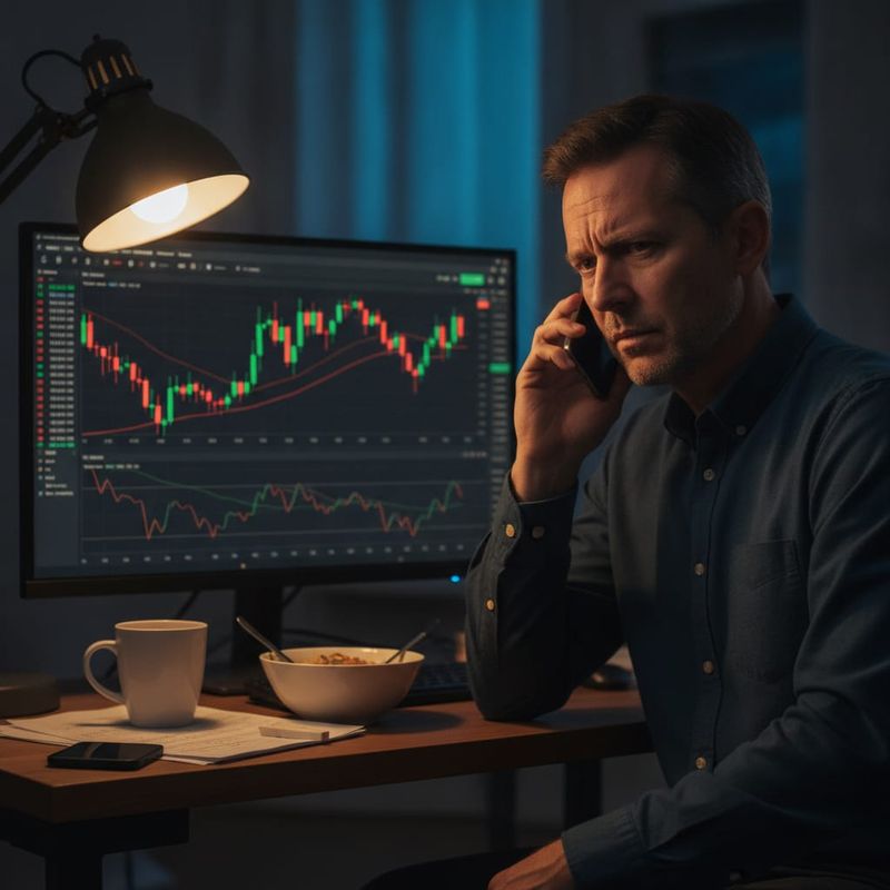 Dormant forex trader taking an automated reactivation call at home