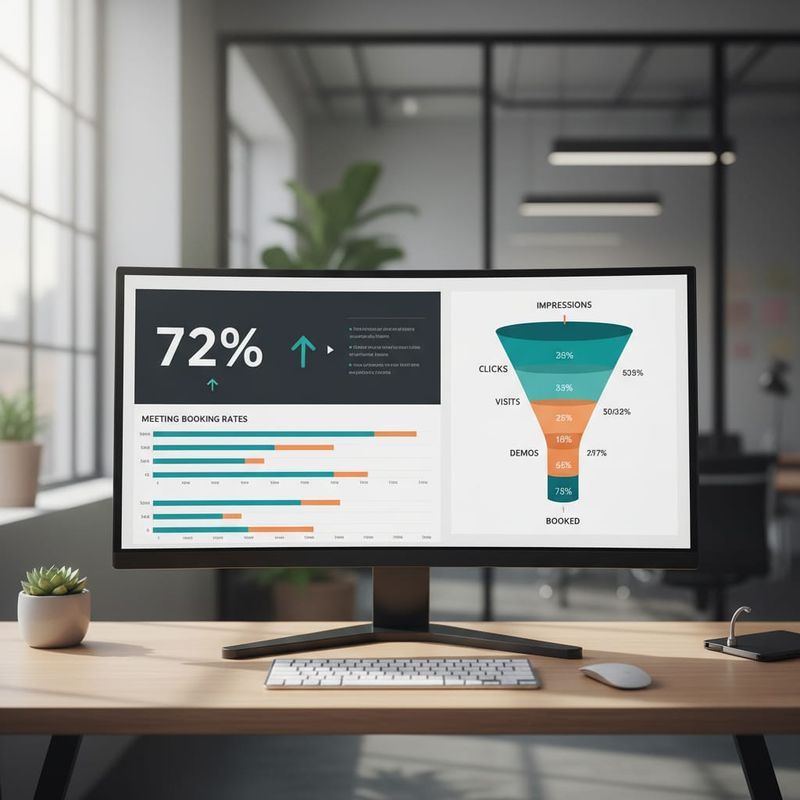 Analytics dashboard showing meeting booking rates and cost-per-meeting metrics for AI calling platforms