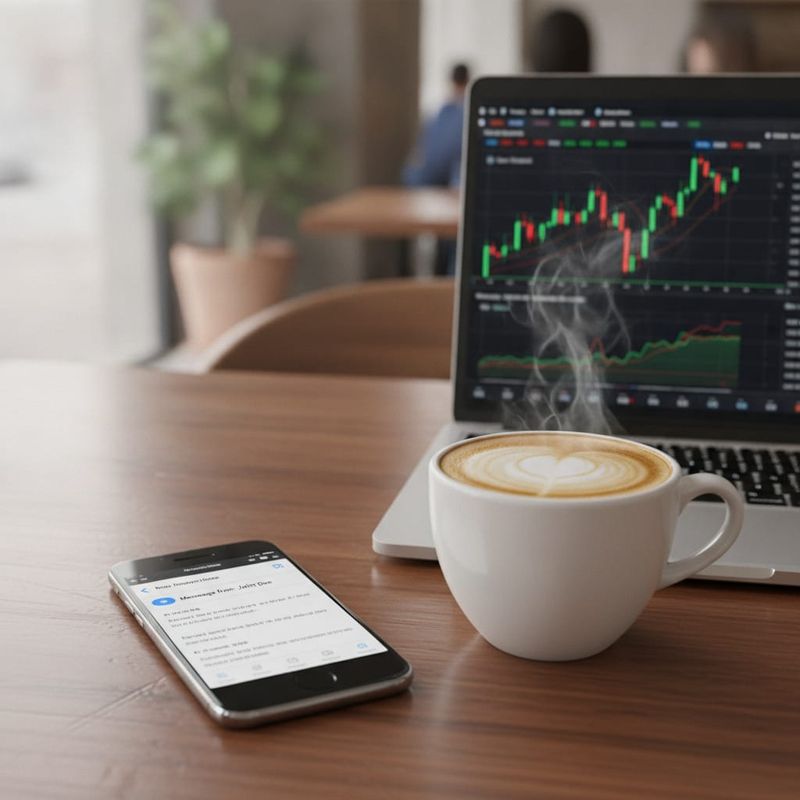 Trader receiving a follow-up email on their phone shortly after an AI call