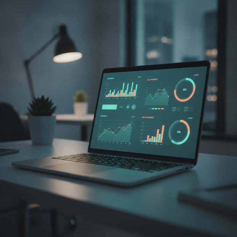 Real-time voice latency and call analytics dashboard on a laptop
