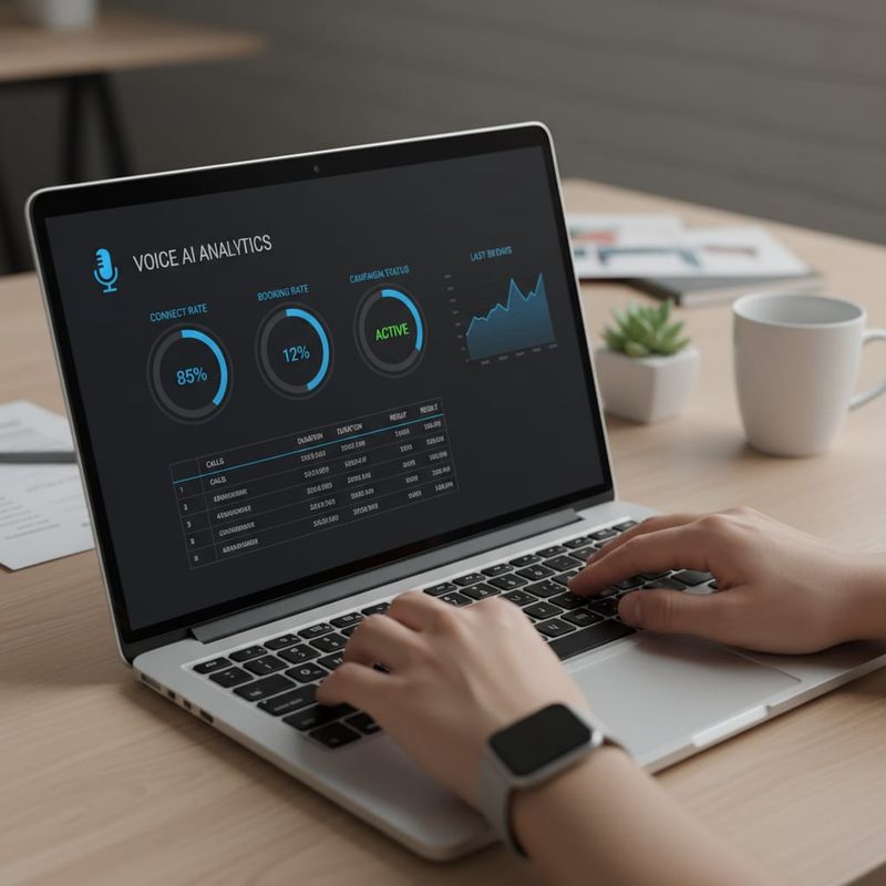Voice AI platform dashboard showing appointment setting campaign metrics and booking rates