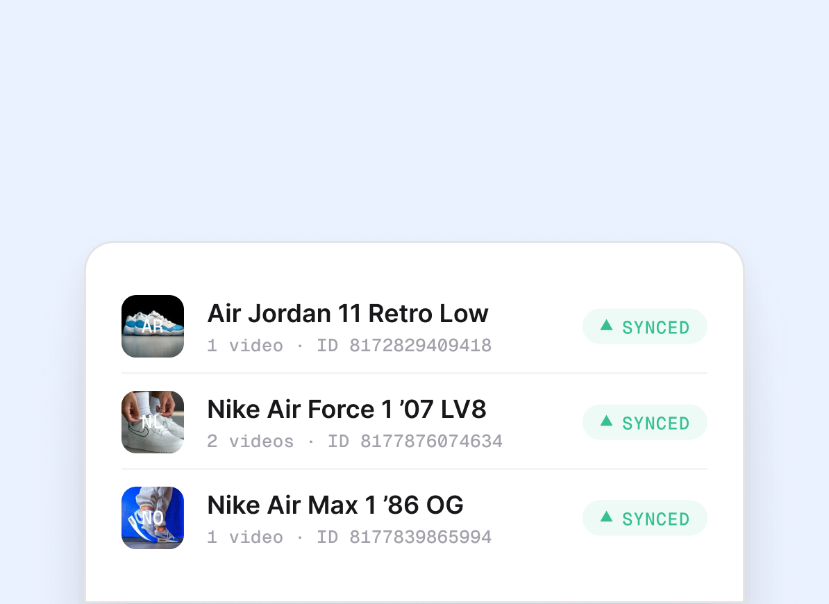 Your tagged videos sync in