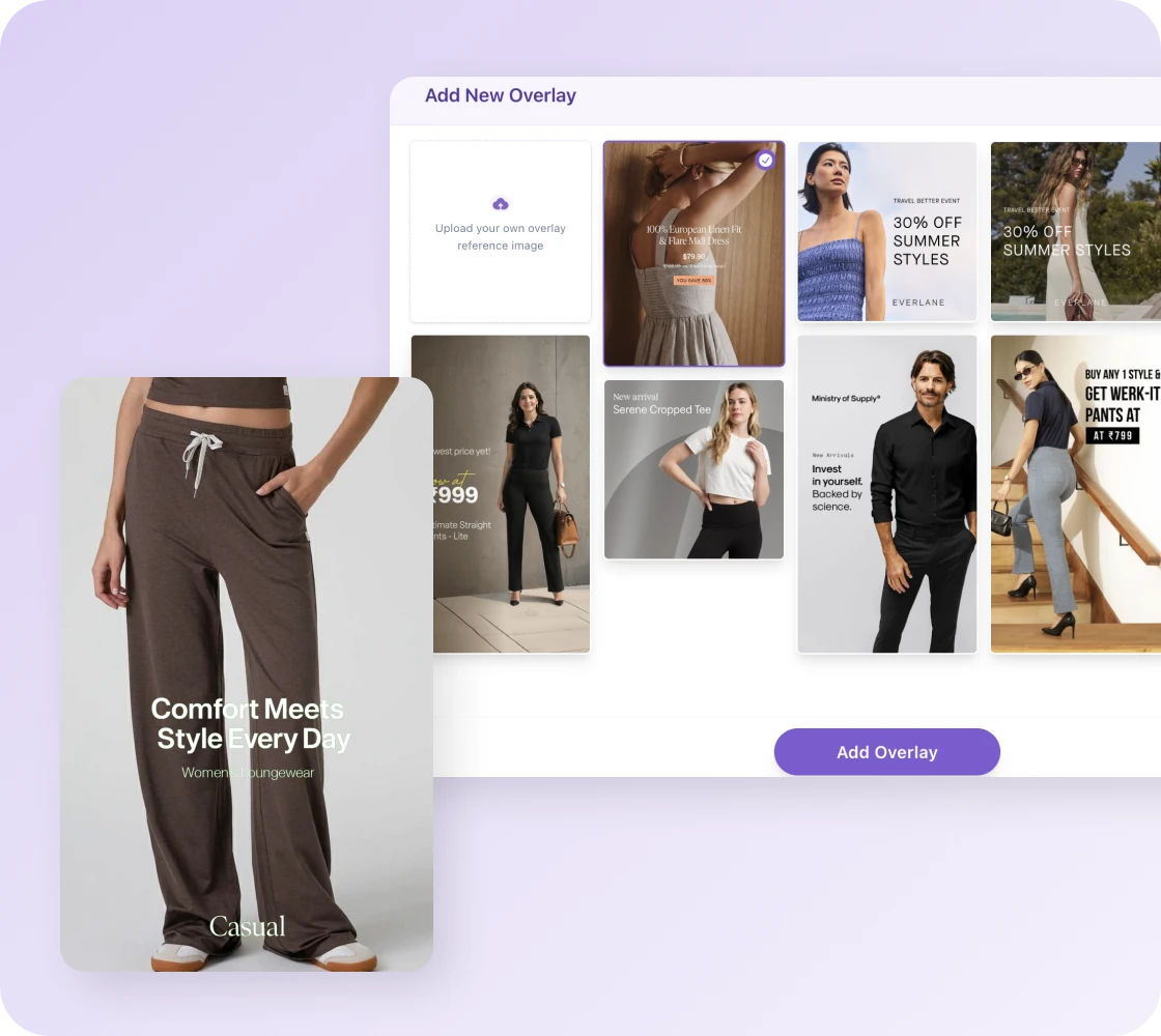 Add overlays like price, CTA, or product description  | Whatmore