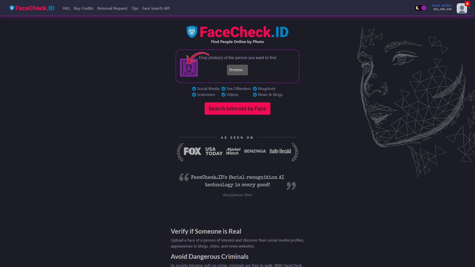 FaceCheck ID Website Image