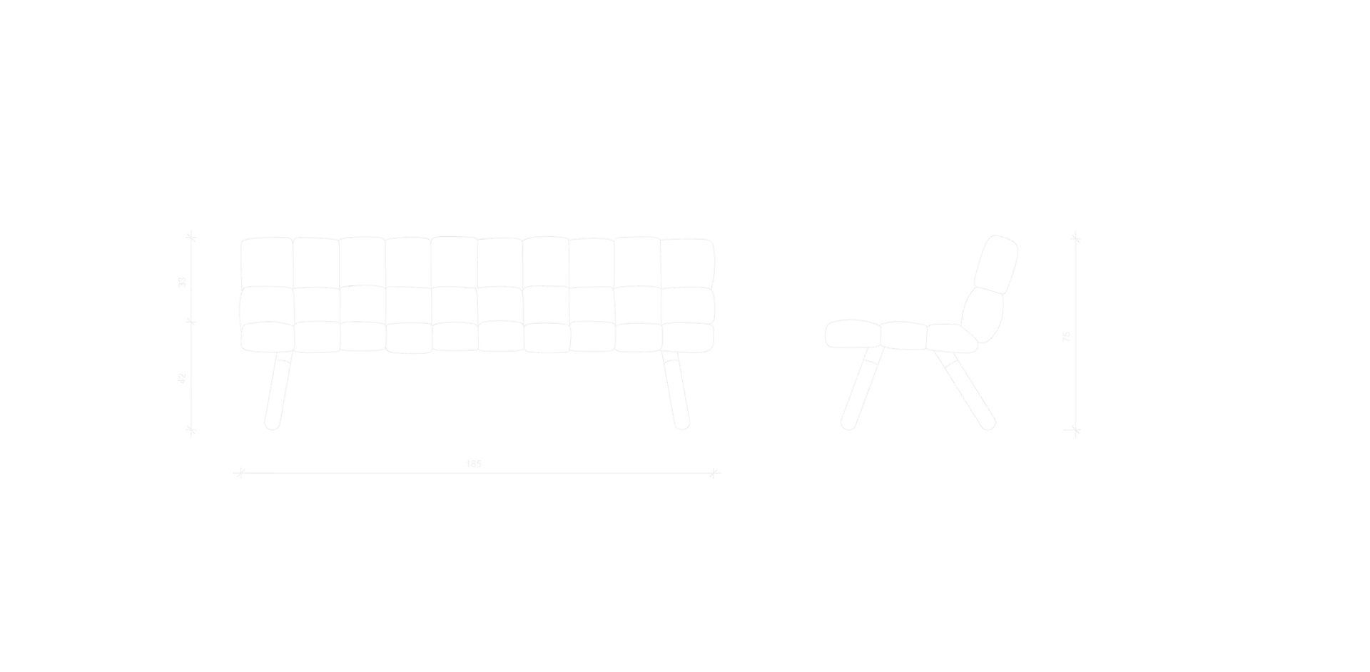 Dimensional drawing of Wove sofa