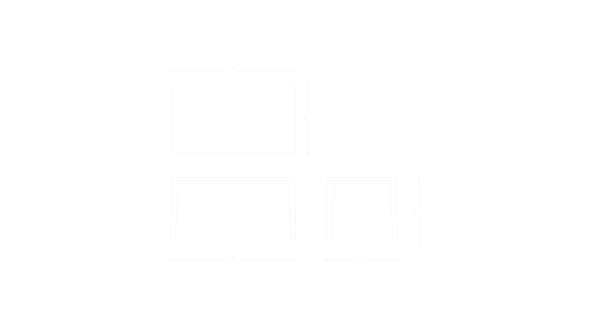 Dimensional drawing of leppänen dining table