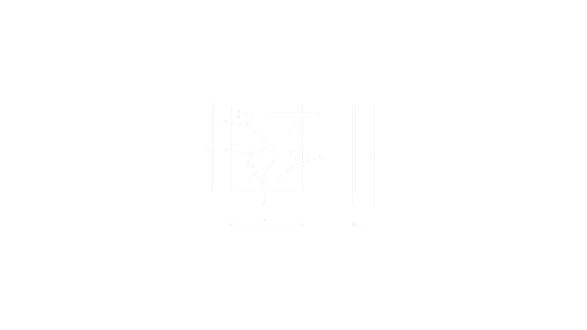 Dimensional drawing of Taneli Kolmonen FLAT-PACK COAT RACK