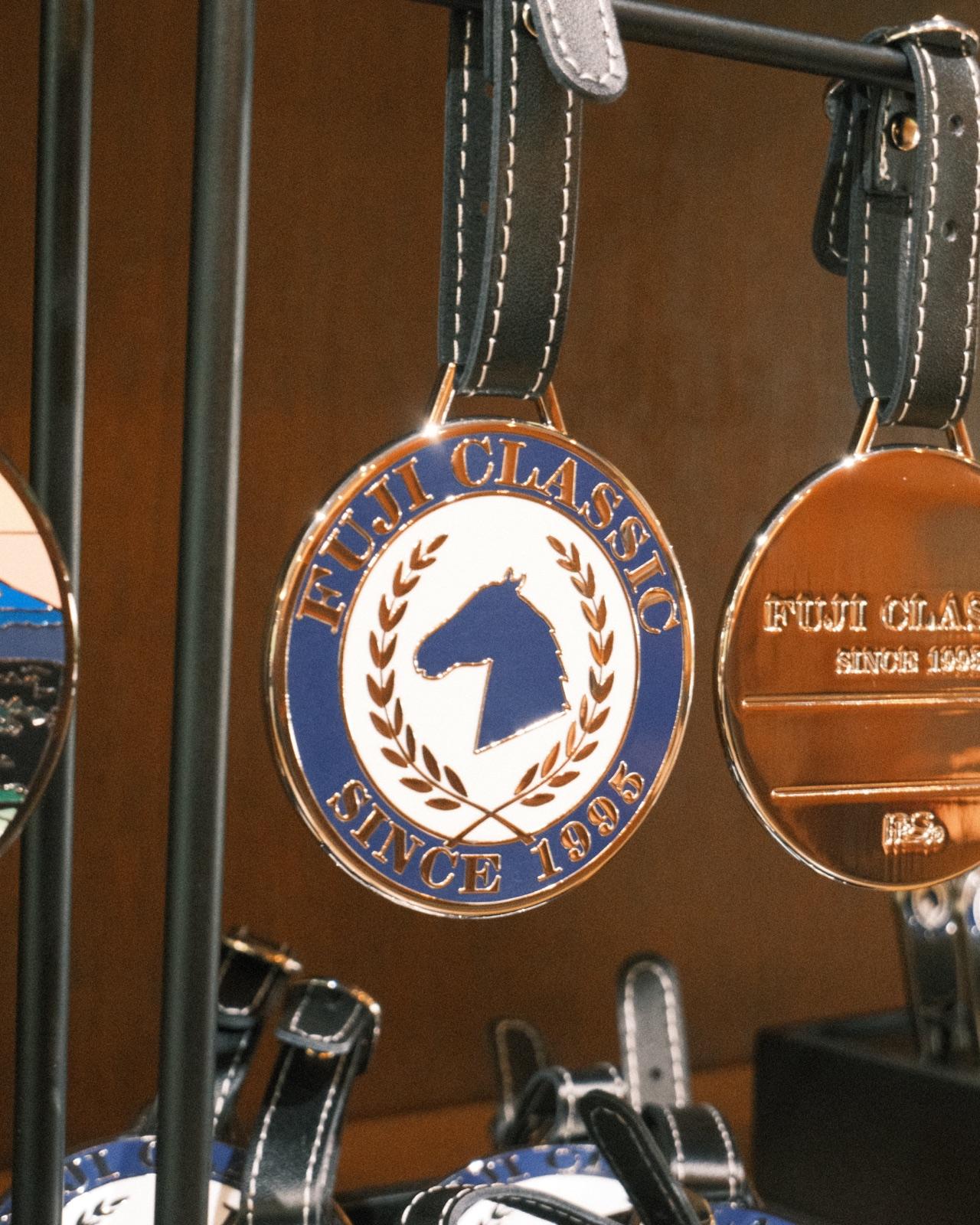 Fuji Classic leather bag tags with Mt Fuji woodblock artwork