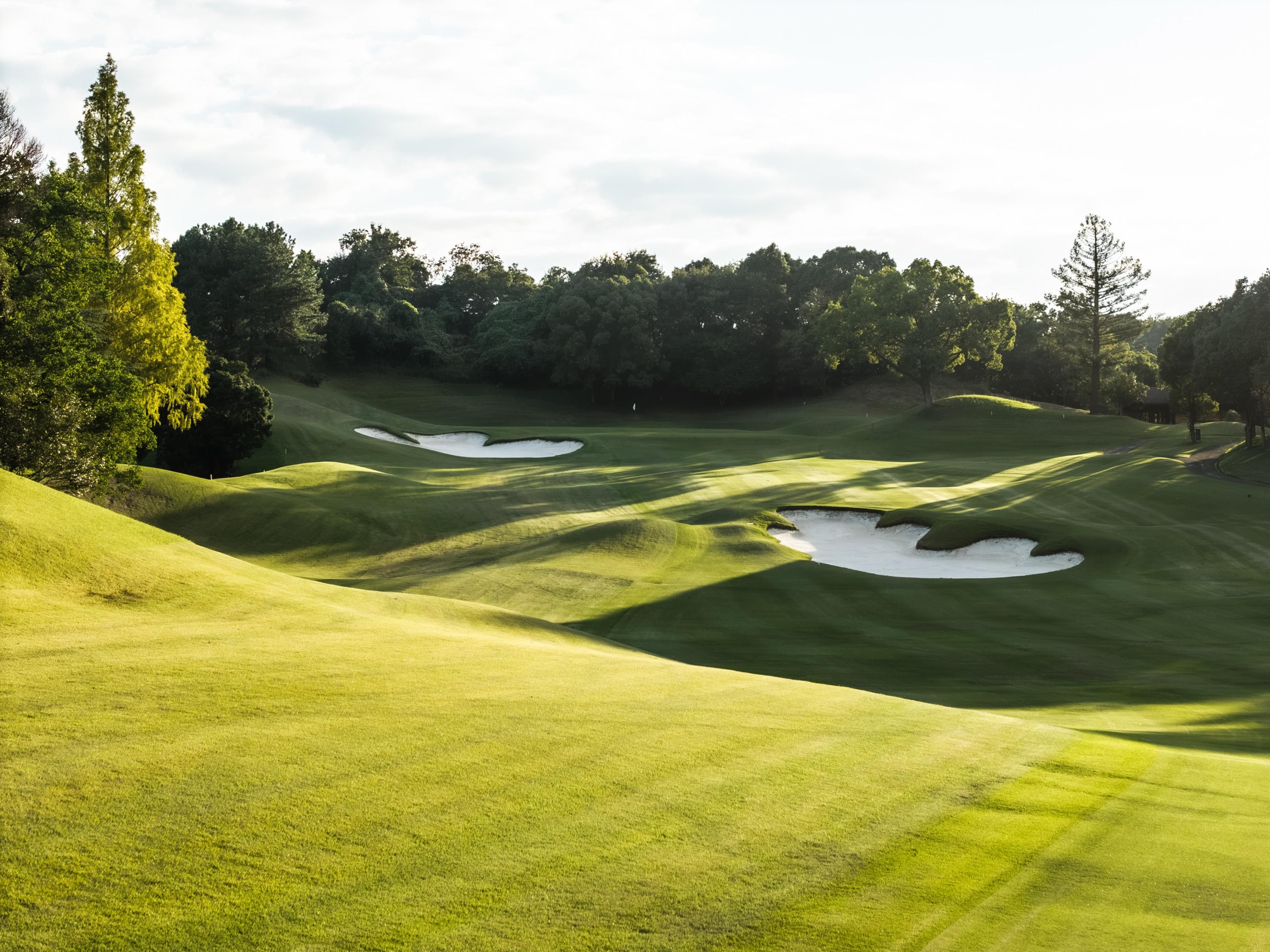 Fairway bunkers on a rolling fairway