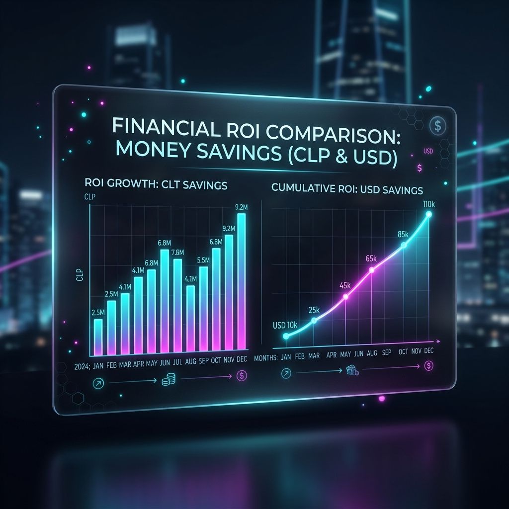 Gráfico comparativo de ROI financiero en pesos chilenos CLP para agentes de IA vs equipo tradicional