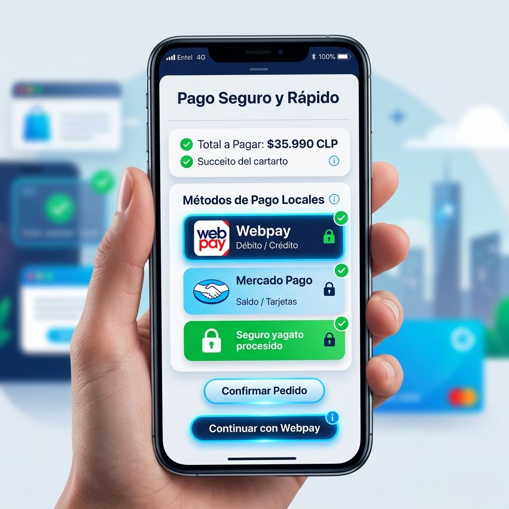 Flujo de checkout optimizado con botones de pago rápido chilenos