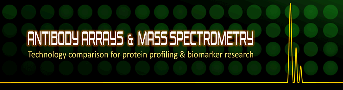 Antibody arrays and mass spectrometry