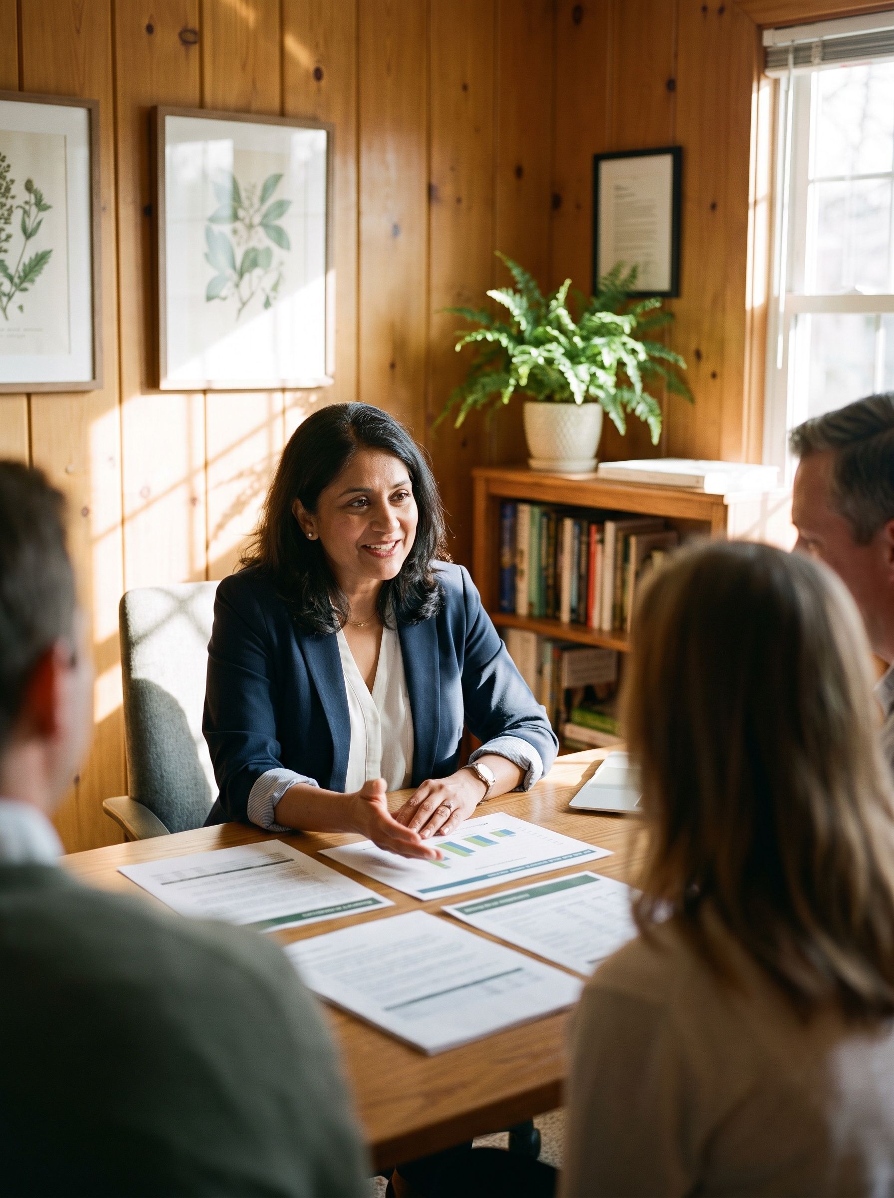 A financial advisor talking a client through their plans