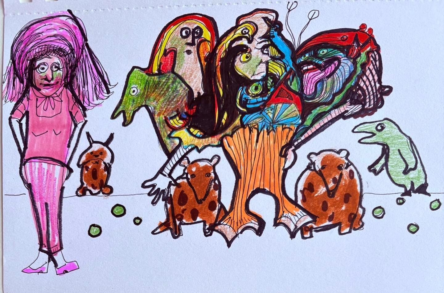 Drawing No. 2,275, 'The wild animals wouldn't eat Aunt Lulu's spinach balls either.', posted AUG 20, 2025