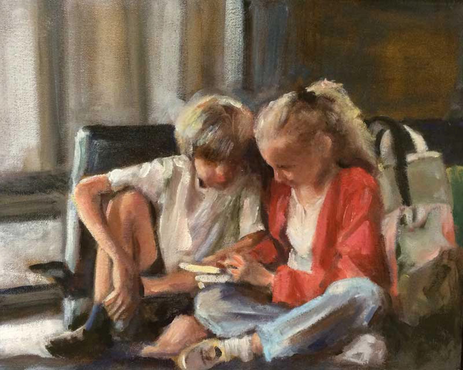 Waiting at Logan, a portrait by Jane Hart.