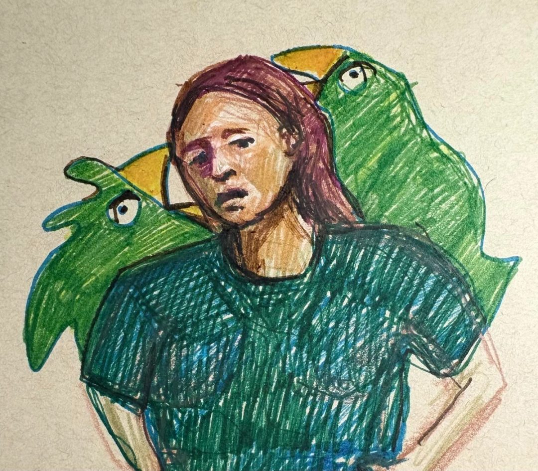 Drawing No. 2,283, 'Vinnie disliked poultry squalking behind her back.', posted AUG 27, 2025
