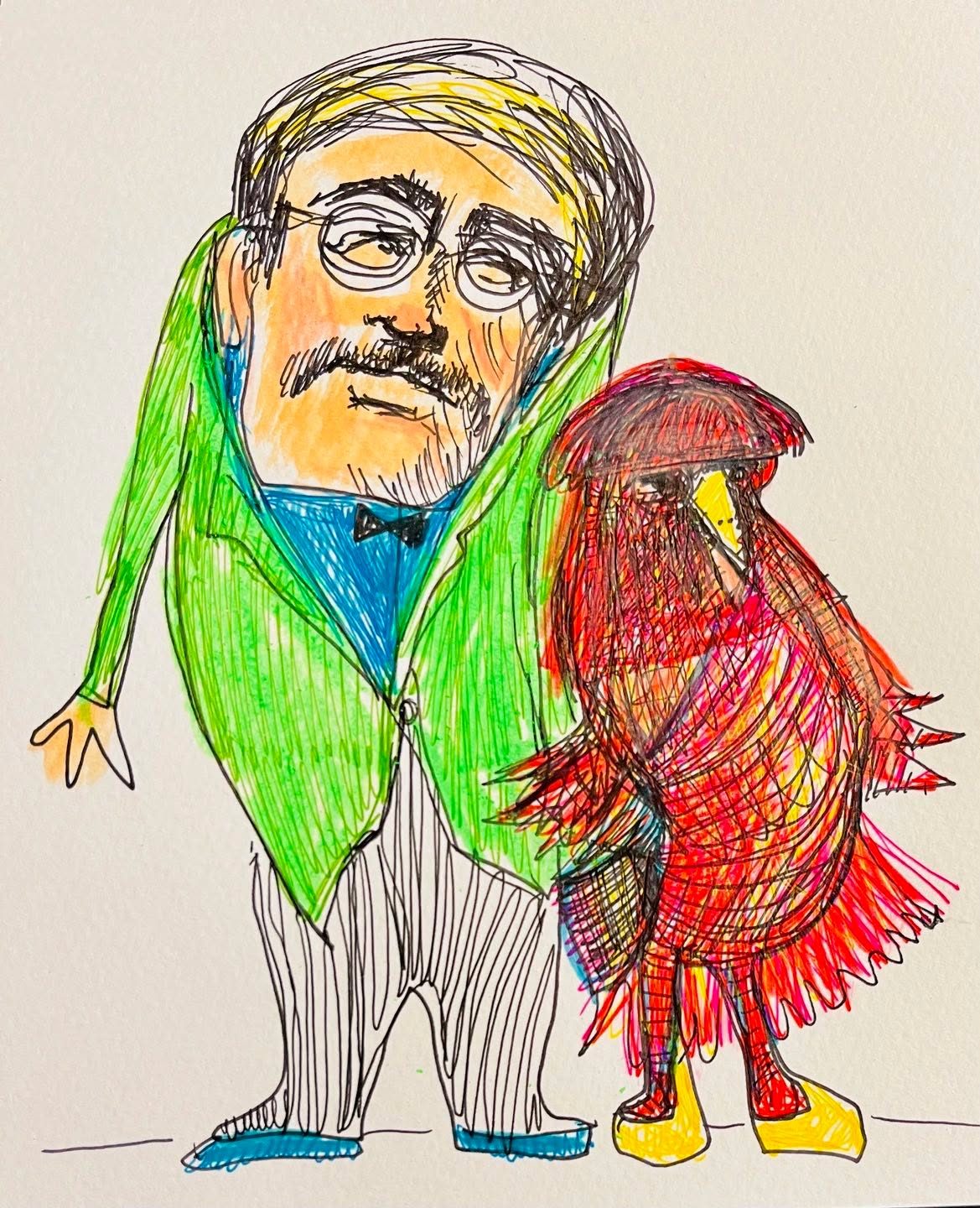 Drawing No. 1,434, 'Moulton had always been an ardent birdwatcher.', posted JUN 22, 2023