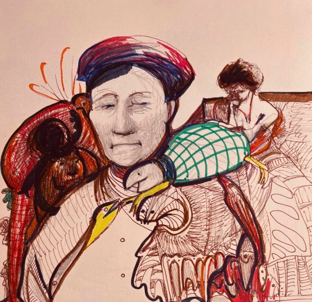Drawing No. 2,673, 'Mrs. Driggs often thought about her loved ones.', posted AUG 8, 2026