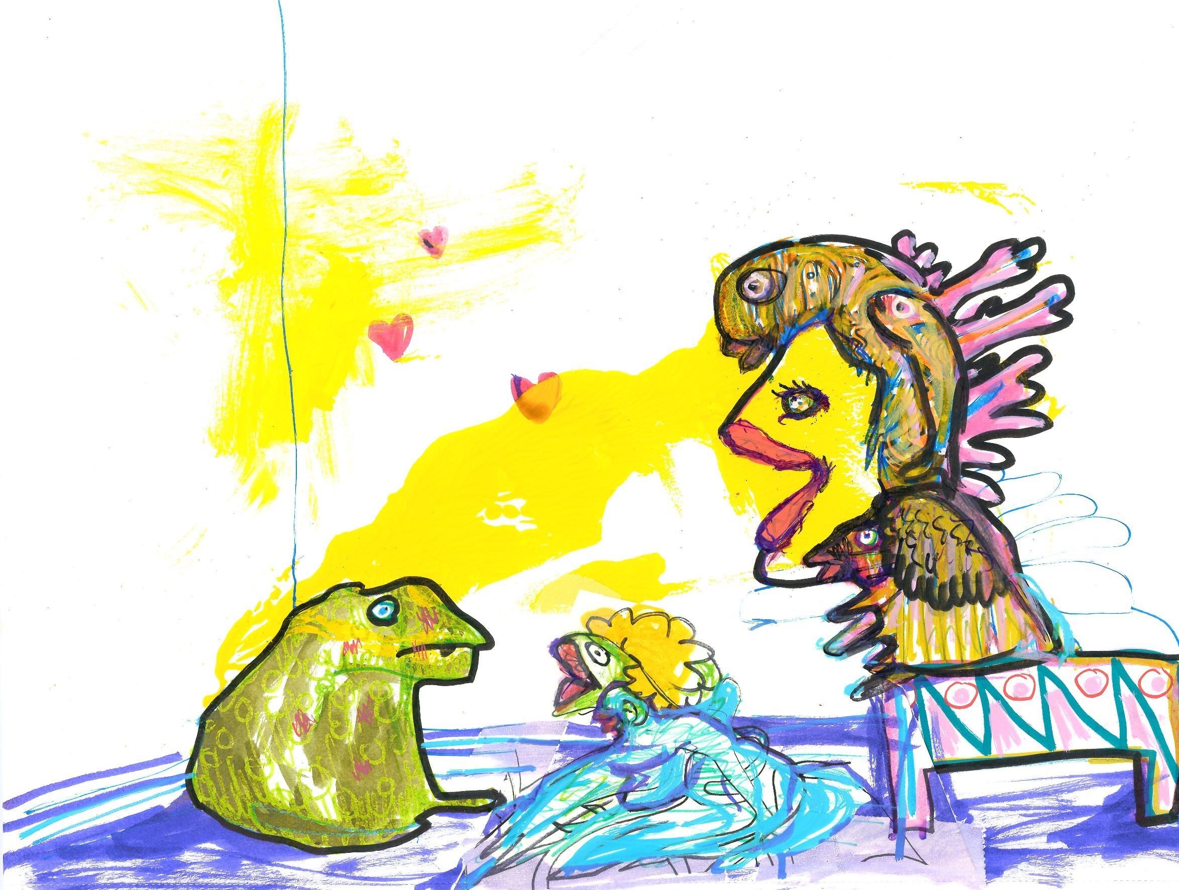 Drawing No. 1,069, 'Frog Family', posted JUL 1, 2022