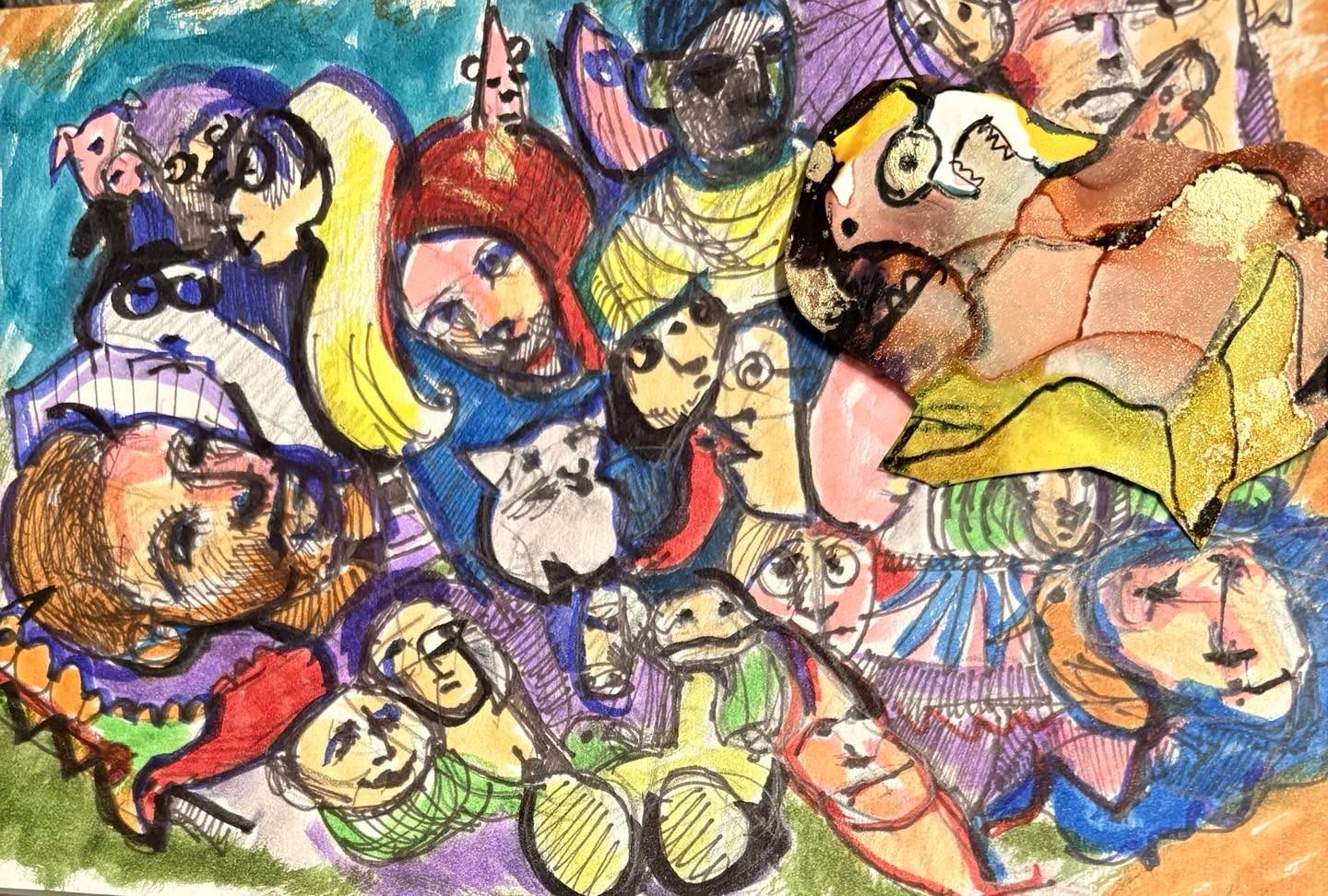Drawing No. 2,495, 'The community center pool was always crowded at lunchtime.', posted MAR 9, 2026