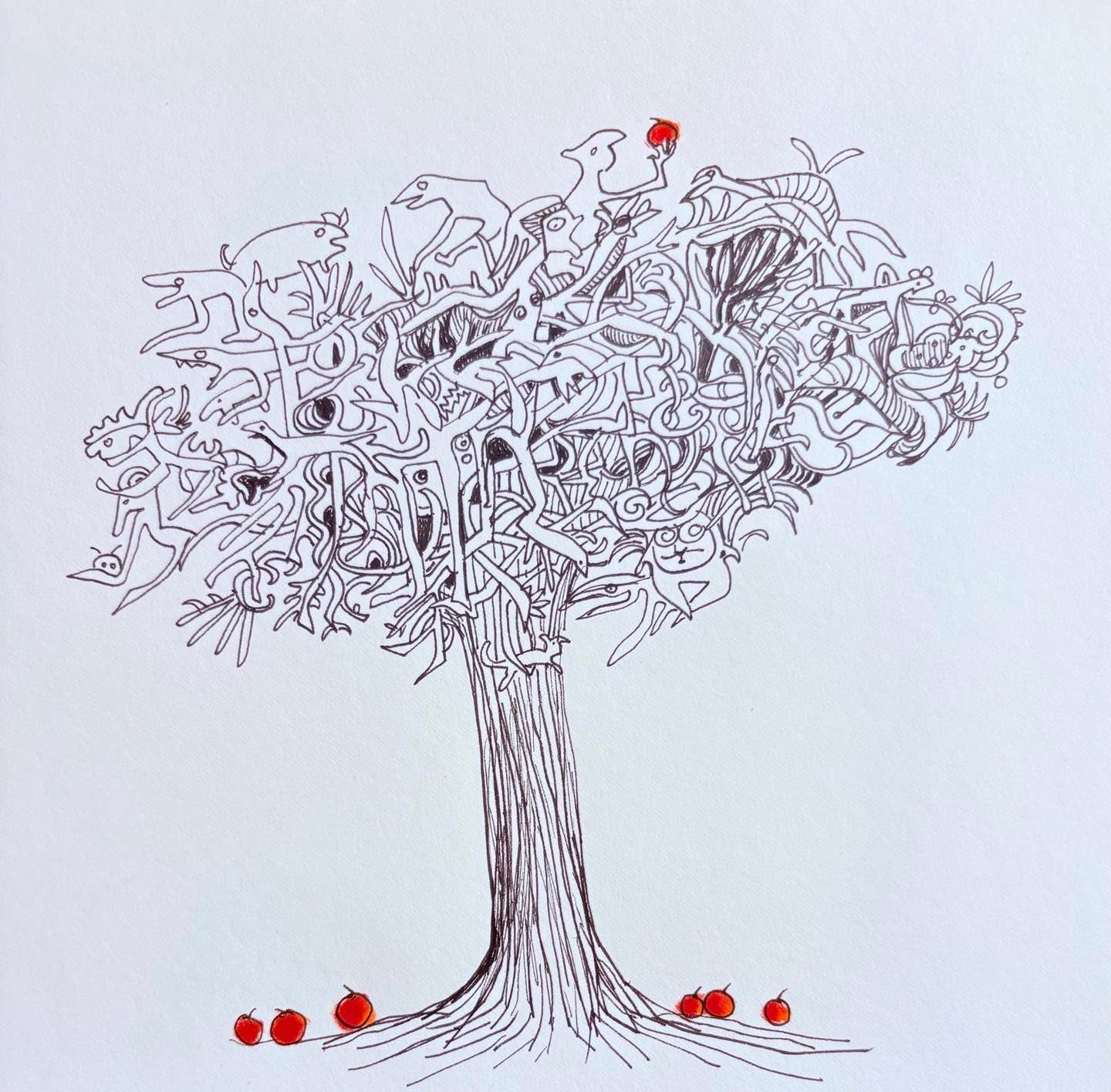 Drawing No. 2,085, 'When Adam and Eve left the Garden, the snake founded 4Biddenfruit.com and became the world's first billionaire.', posted MAR 4, 2025