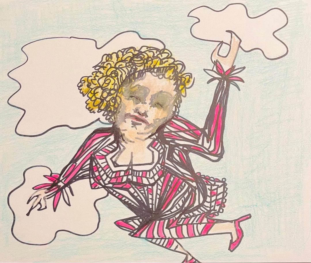 Drawing No. 2,026, 'Zelda knew the clouds on a first name basis.', posted JAN 1, 2025