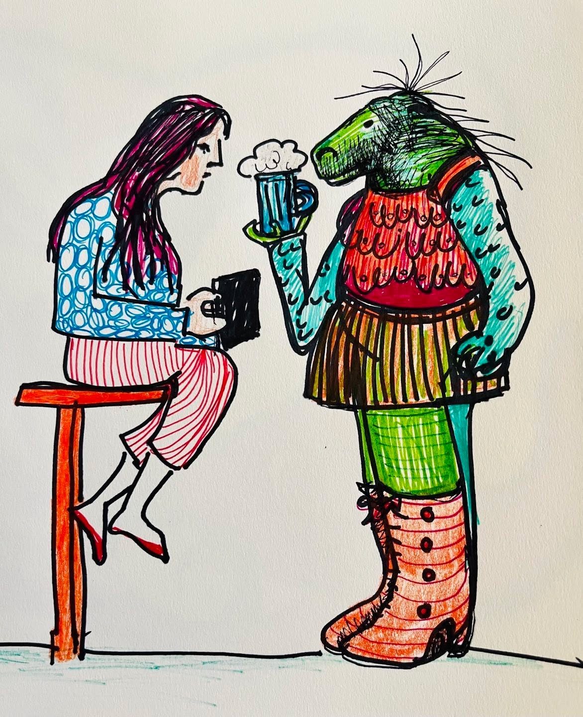 Drawing No. 1,443, 'Martine's drink was compliments of the management.', posted JUN 30, 2023